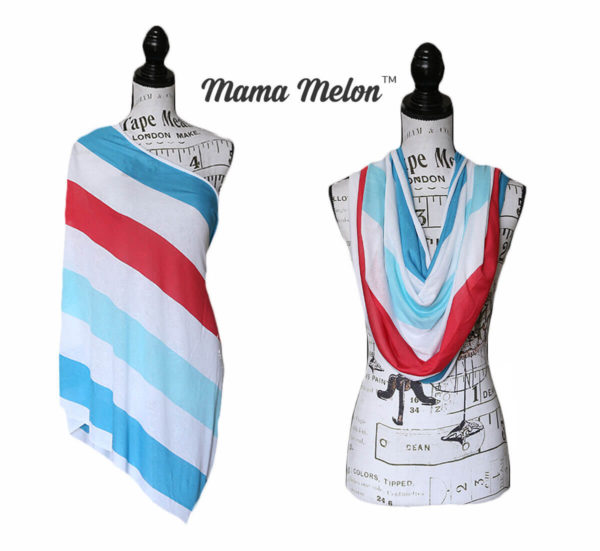 Nursing Infinity Scarf red blue white stripe