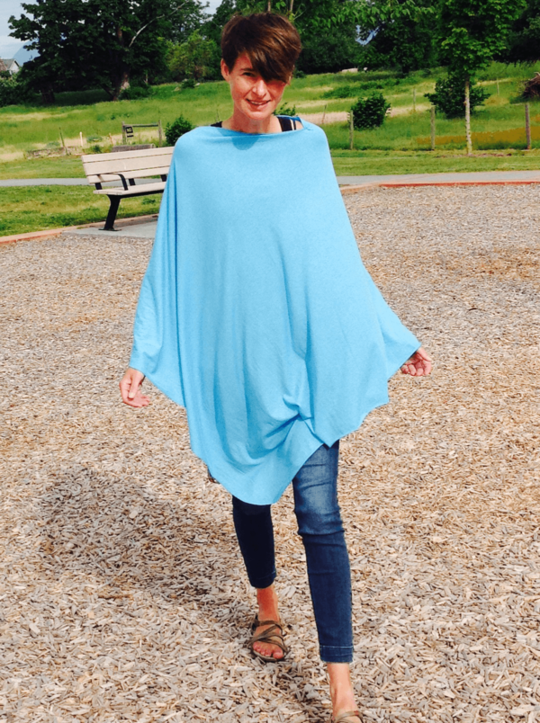 Breastfeeding Cover poncho bamboo baby blue