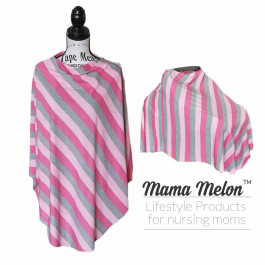 Nursing Poncho - pink stripe